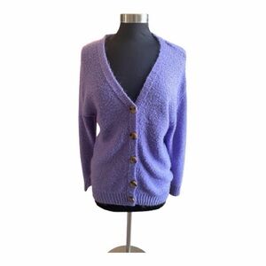 Boohoo Lavender Button-Up Cardigan